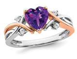 1.12 Carat (ctw) Amethyst Heart Promise Ring in 14K White and Pink Gold